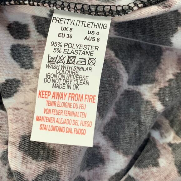 New Pretty Little Things Womens Size 4 Leopard Print Short Sleeve Tee Shirt - Picture 5 of 5